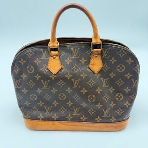 Louis Vuitton Alma PM Monogram Canvas Handbag Brown Satchel Vintage W/ OG box